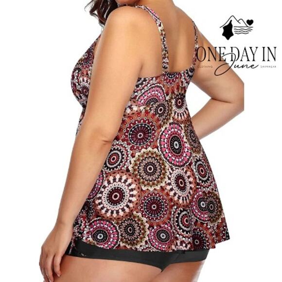 Aqua Eve Plus Size Twist Front Boyshort Tankini Swimsuit Size 22W - Picture 2 of 5